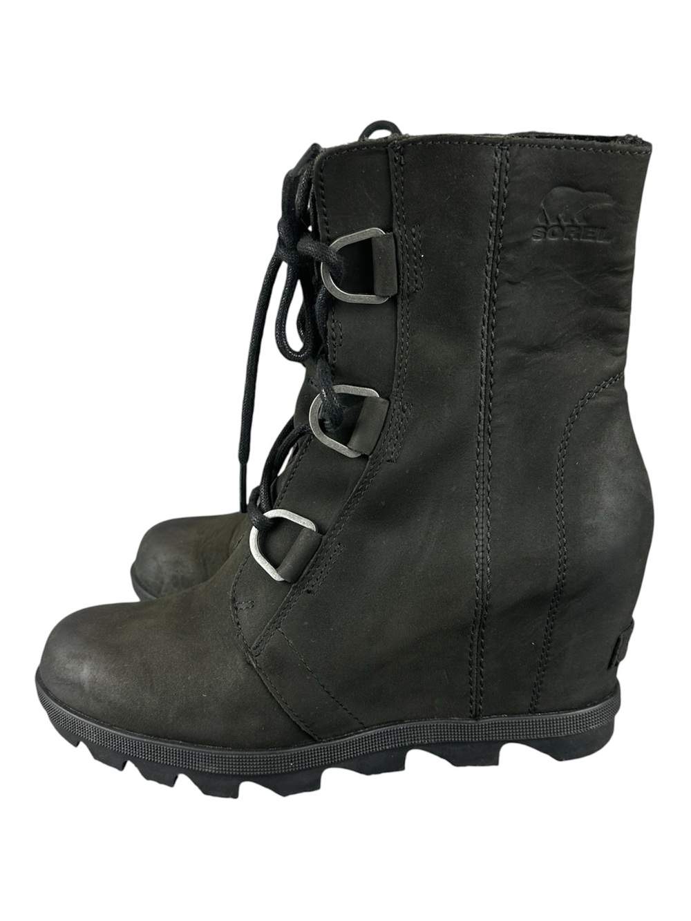 Sorel Joan of Arctic Wedge II Boots Women 7.5 Black Waterproof Leather